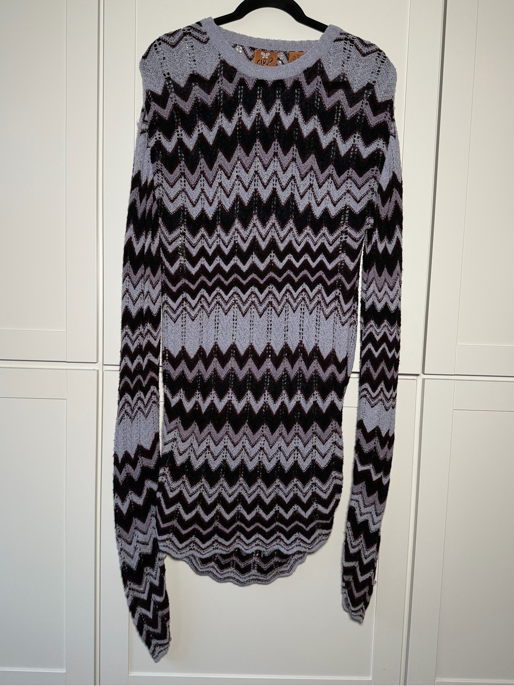 Vintage Cloud Long Striped Knit Sweater Dress Stretchy Chevron Whimsical Fairy